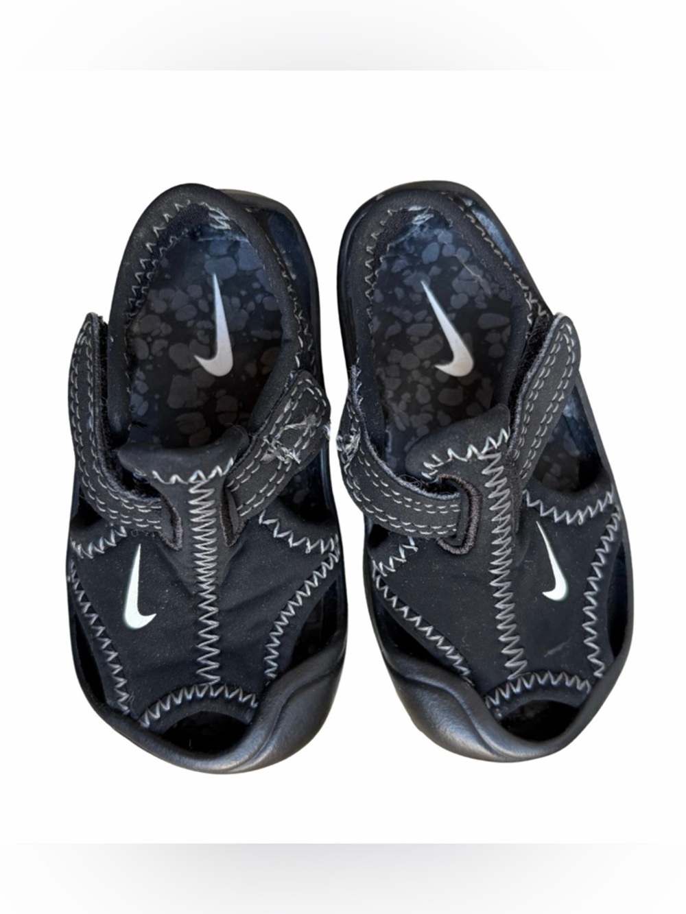 Nike Black Baby/Toddler Velcro Sport Sandals with White Swoosh Size 3C